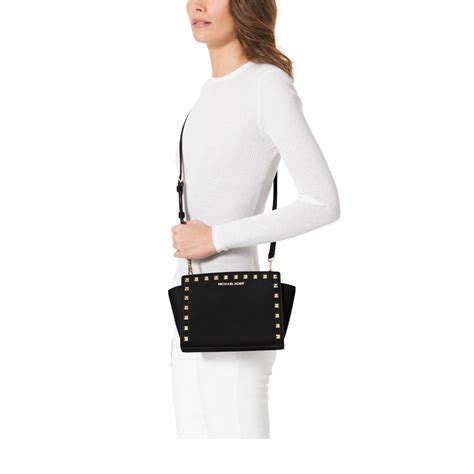 michael kors selma medium black messenger|Michael Kors selma saffiano.